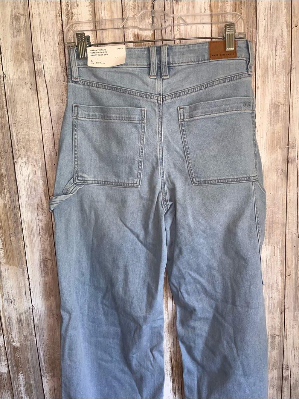 NWT American Eagle Dreamy Drape Super High Rise Baggy Wide Leg Jeans 4 Long - Picture 7 of 7